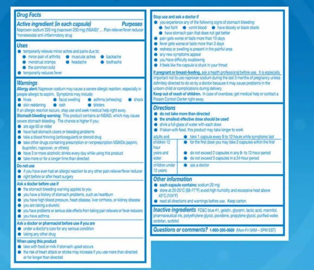 Aleve Liquid Gels Naproxen Sodium Capsules, 220 mg (NSAID) Pain Reliever/Fever Reducer Aleve uk supplements