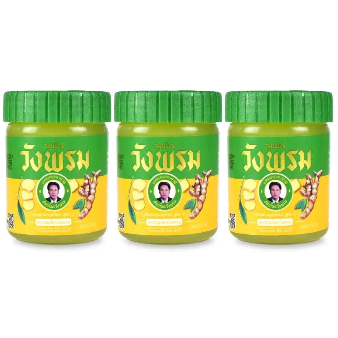 Wang Prom Herbal Balm-Pain Relief Balm for Muscles, Joints, and Whole Body- Soothes, Aches and Pains 50g (Pack of 3) (Yellow) WANG PROM uk supplements