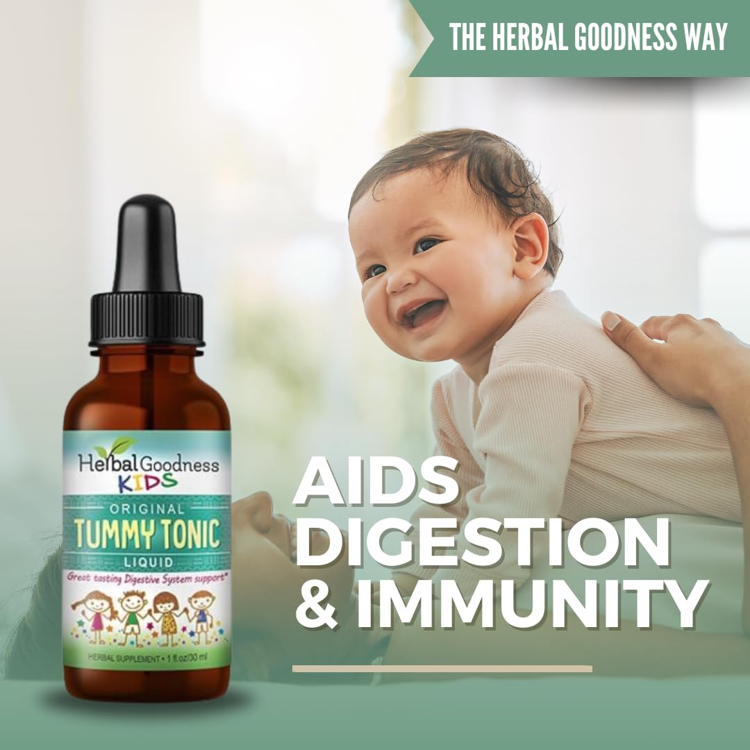 Kids Tummy Support Tonic Liquid Extract, Tasty Digestive System Support Supplement for Kids -1oz - Herbal Goodness Herbal Goodness uk supplements