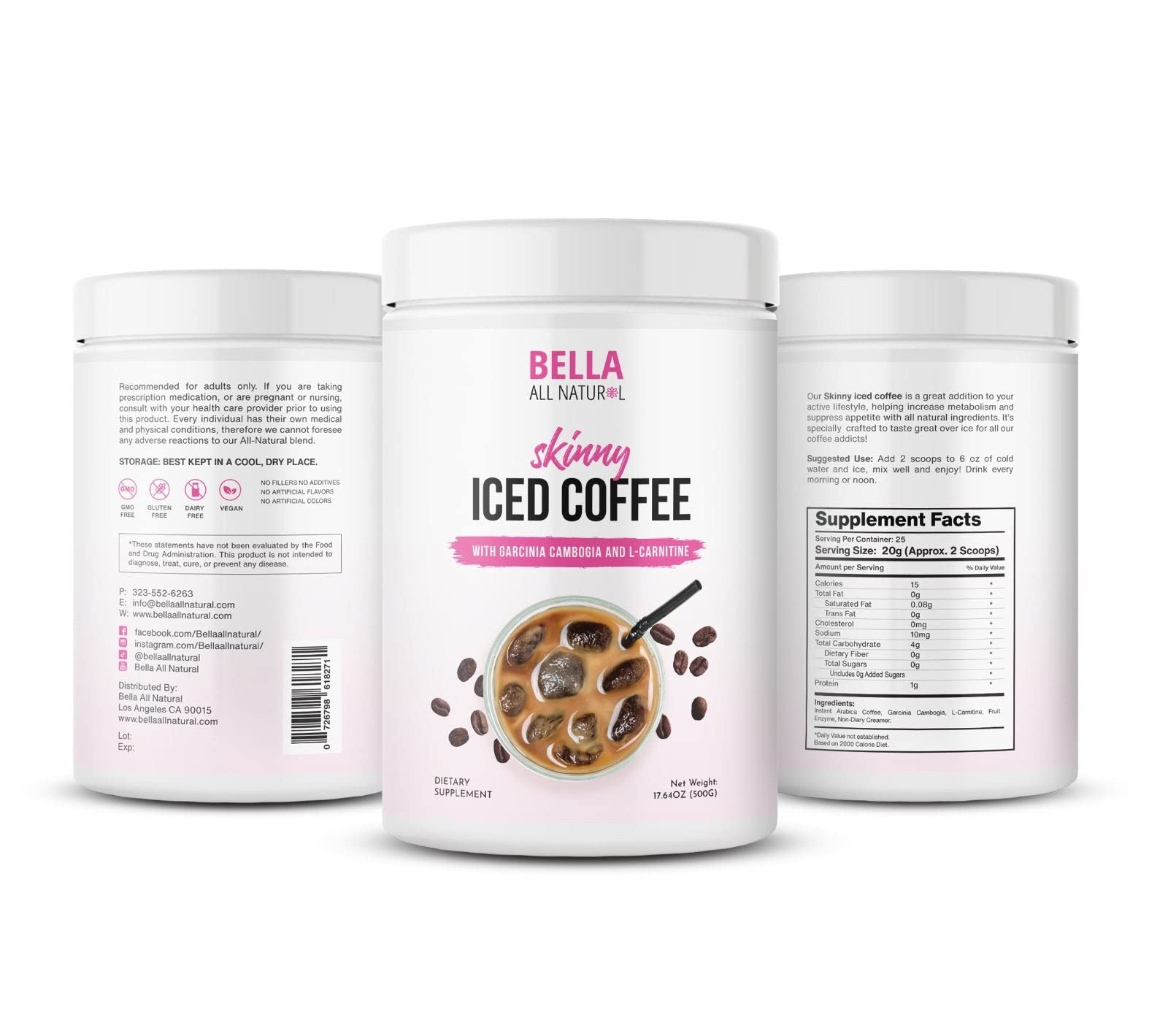 Bella All Natural Skinny Iced Coffee - Good Taste - 500 Grams Bella All Natural uk supplements
