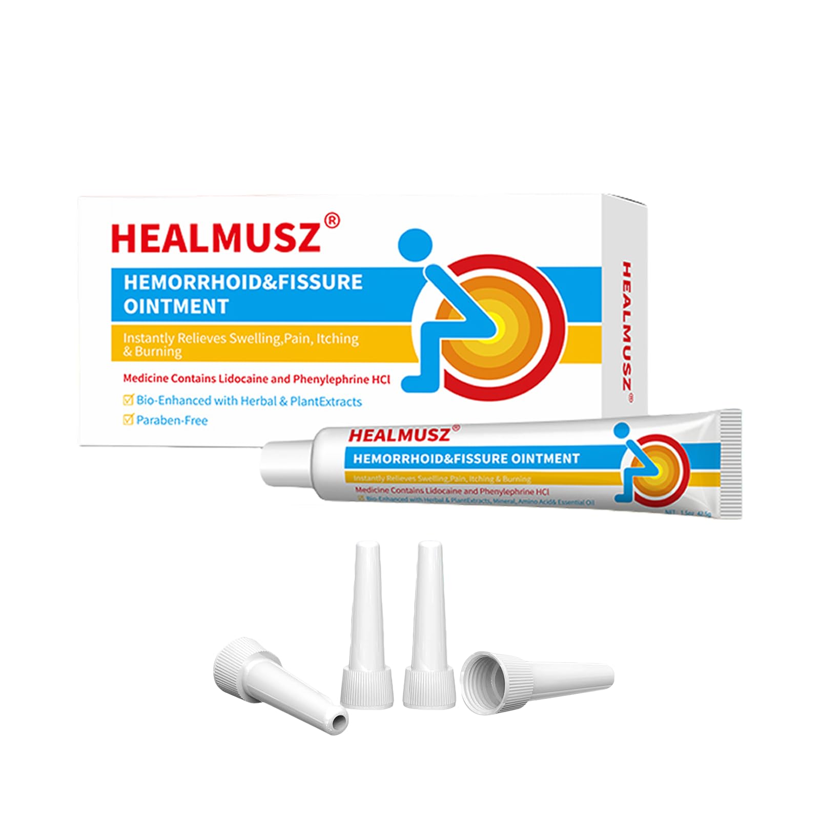 HEALMUSZ Hemorrhoid & Fissure Ointment,with 4% Lidocaine and Phenylephrine HCl,Fast Relief for Pain, Swelling, Discomfort & Itching | 1.5 oz HEALMUSZ uk supplements
