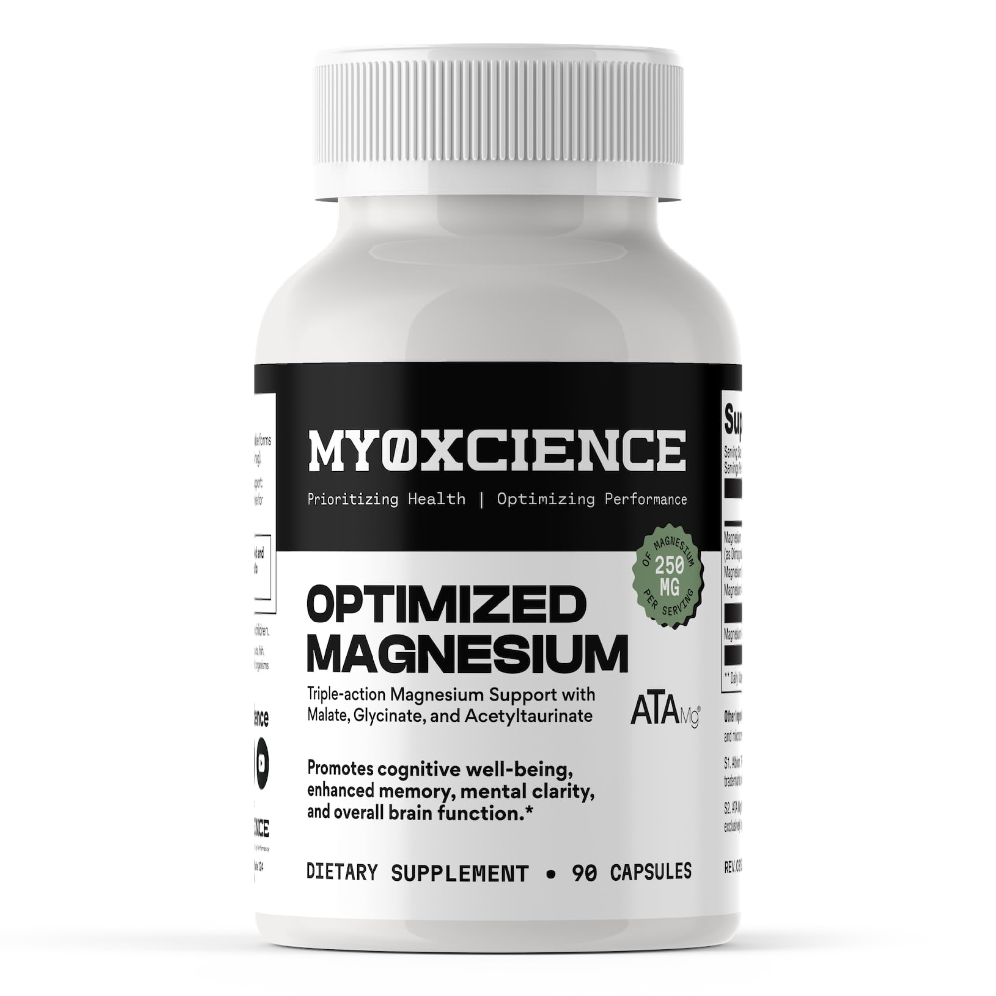 MYOXCIENCE Optimized Magnesium Glycinate + Magnesium Taurate (as ATAmag®) for High Brain Bioavailability to Support Stress Relief and Sleep | 30 Servings MYOXCIENCE uk supplements