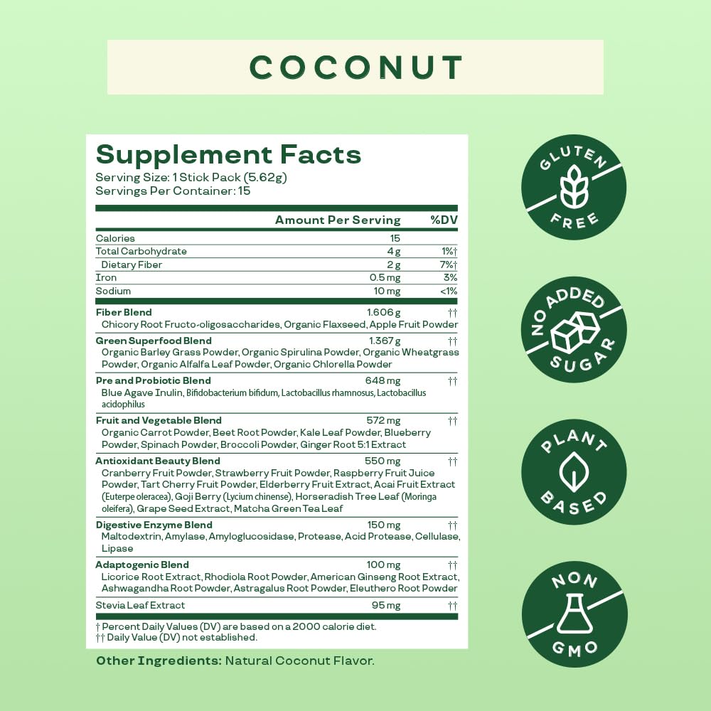 Bloom Nutrition Super Greens Powder Smoothie Mix, 15 Stick Packs - Probiotics Bloom Nutrition uk supplements