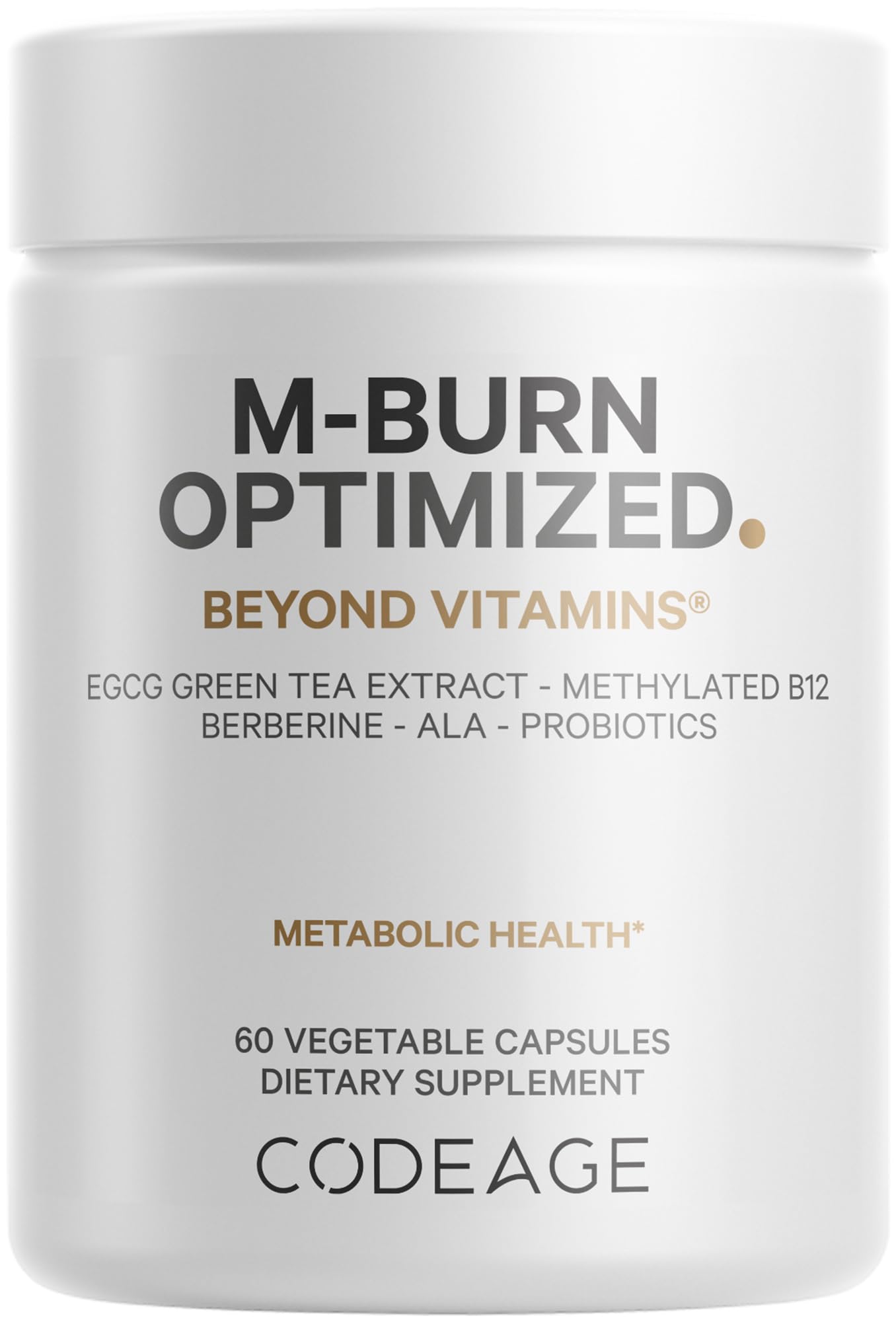 Codeage M-Burn Optimized Supplement - Decaffeinated Green Tea Std. to 50% EGCG, Berberine, Akkermansia, Vitamin B12 - Probiotics - Vitamins - 60 Capsules Codeage uk supplements