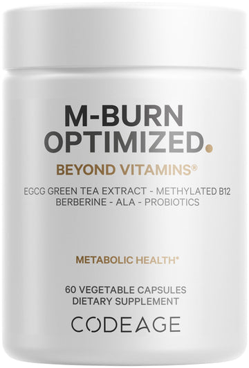 Codeage M-Burn Optimized Supplement - Decaffeinated Green Tea Std. to 50% EGCG, Berberine, Akkermansia, Vitamin B12 - Probiotics - Vitamins - 60 Capsules Codeage uk supplements