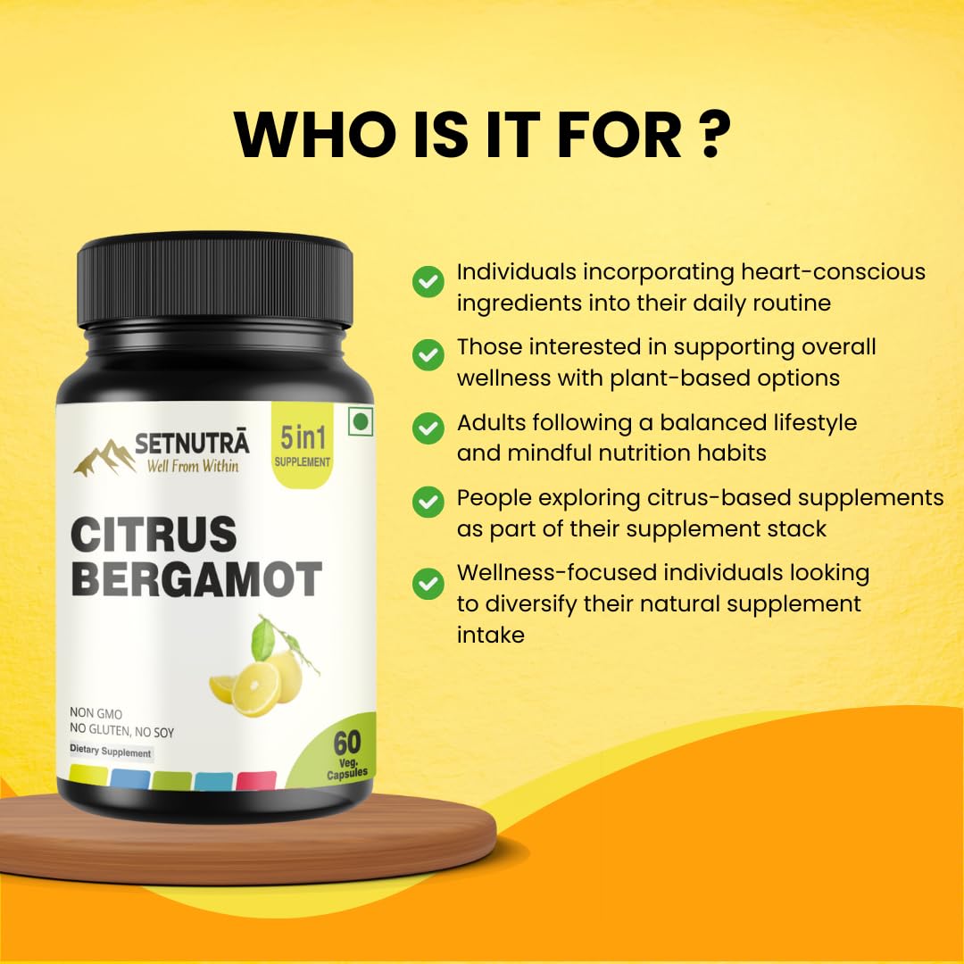 SETNUTRA Well From Within 5 in 1 Citrus Bergamot Supplement with Black Chokeberry Olive Leaf Niacin & Black Pepper | Heart Health Support Antioxidant Boost | Non GMO Gluten Free Capsules (60 Count) SETNUTRA Well From Within uk supplements