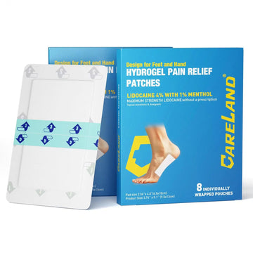 CARELAND Plantar Fasciitis Lidocaine Pain Patches with Hydrogel Technology- Waterproof with Sticky Border, 12 Hour Pain Relief - Contours to Your Foot - 16 Ct CARELAND uk supplements