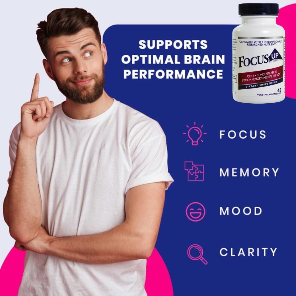 FocusUP Brain & Energy Support Supplement – Natural Nootropic Capsules with Acetyl L-Carnitine, Rhodiola, DMAE & Huperzine-A | Supports Focus, Memory, Mood & Mental Clarity | 45 Sugar-Free Capsules Xooma uk supplements