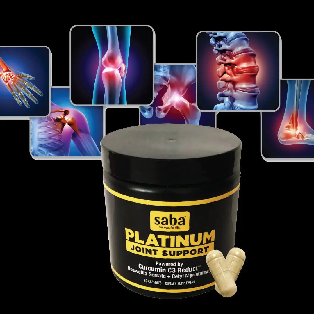 Saba Platinum Joint Support – High Absorption Curcumin C3 Reduct & Boswellia – Fast Acting Turmeric Supplement for Joint Pain Relief, Mobility & Healthy Inflammation Response – 60 Vegan Capsules Saba uk supplements