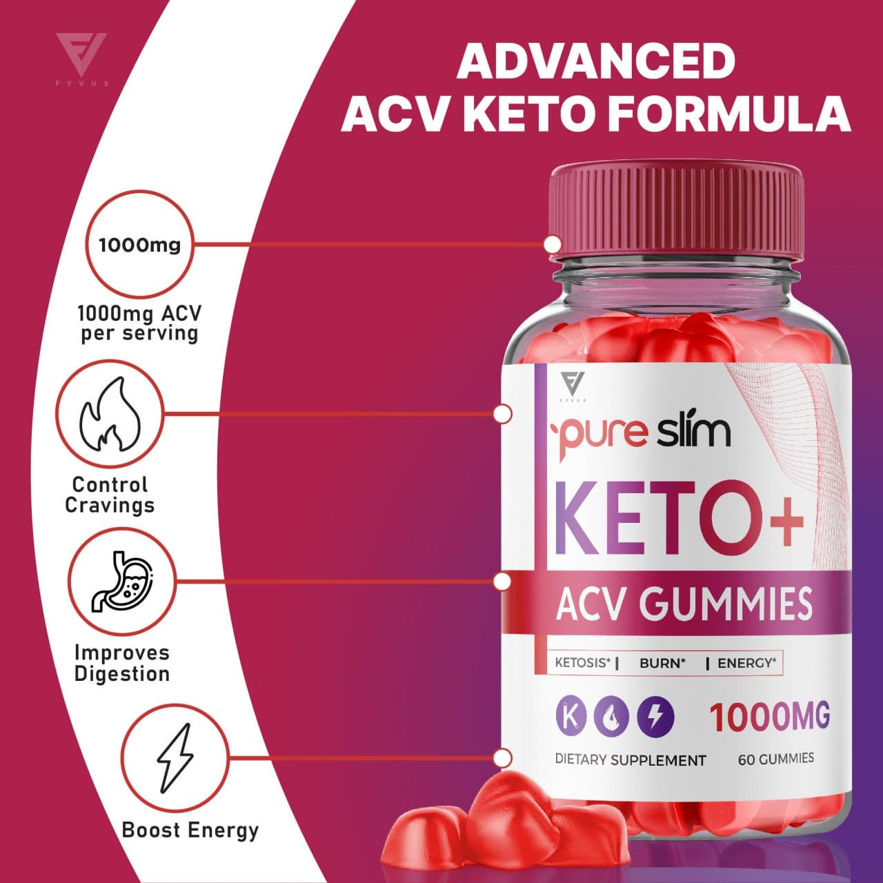 (2 Pack) Pure Slim Keto ACV Gummies, Pure Slim Keto ACV Gummies Advanced Kelly Clarkson Fyvus uk supplements