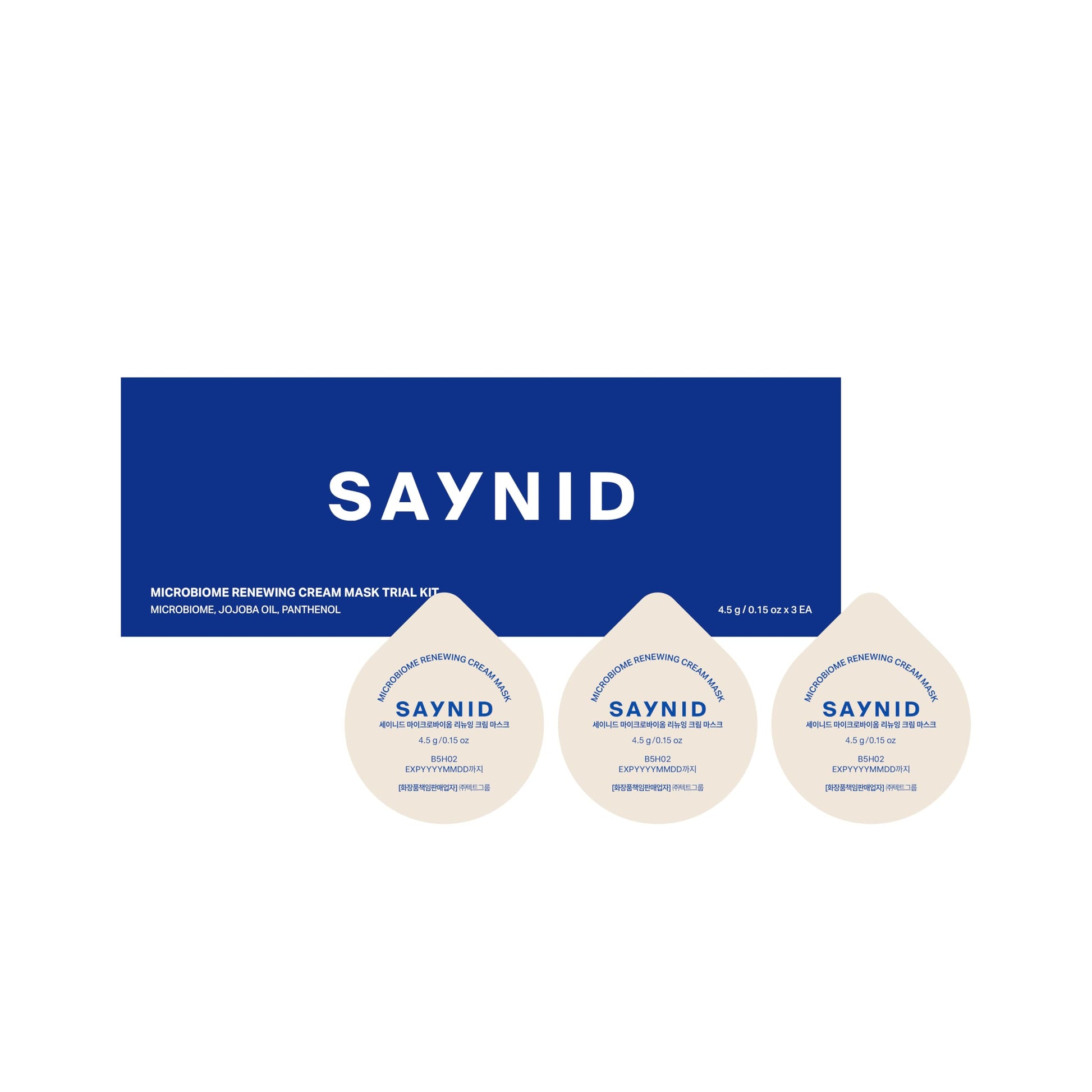SAYNID MICROBIOME RENEWING CREAM MASK TRIAL KIT, Wash-off Cream, Soft Exfoliating Face Scrub Dead Skin Cells | 4.5g/0.15oz (3EA) SAYNID uk supplements