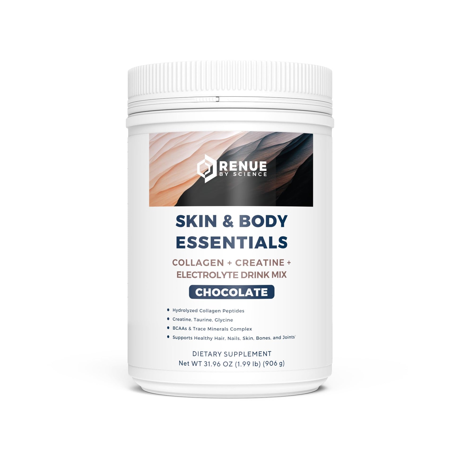 Renue By Science Skin & Body Essentials | Collagen Peptides Electrolytes Creatine & BCAA Powder | Collagen (12g) Creatine Monohydrate (4g) per Serving with Taurine & Glycine | Made in USA - Chocolate Renue By Science uk supplements