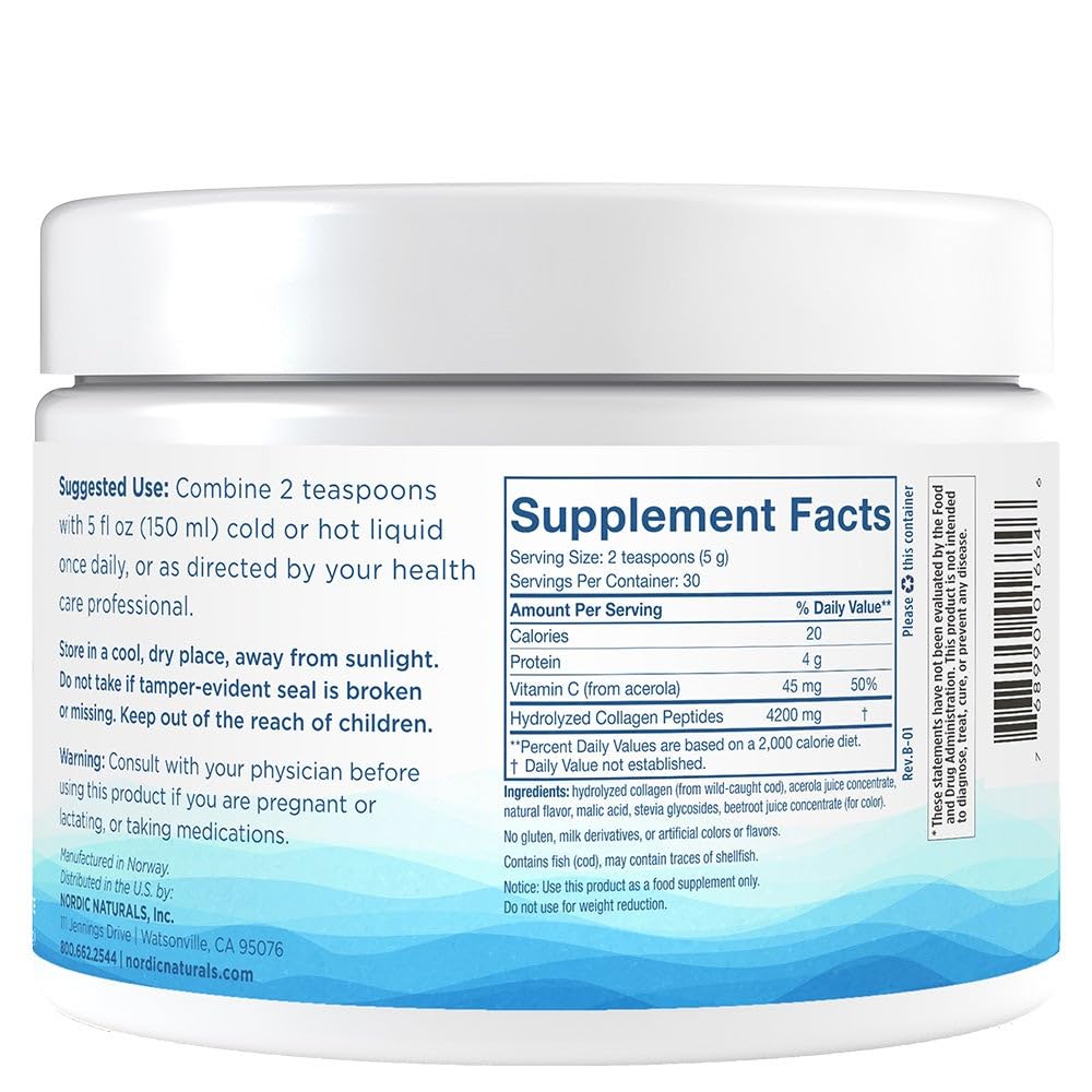 Nordic Naturals Nordic Beauty Marine Collagen Powder, Strawberry - 5.29 Ounces - Collagen Powder Supplement for Healthy Skin, Joints, and Bones, Vitamin C for Antioxidant Support - 30 Servings Nordic Naturals uk supplements