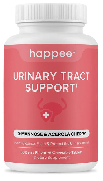 Happee Urinary Tract Health Supplement for Women & Men – Fast-Acting UTI Relief and Prevention, 500mg D-Mannose & Antioxidants, Supports Kidney and Bladder Health, Berry Flavor, 60 Chewables Happee uk supplements
