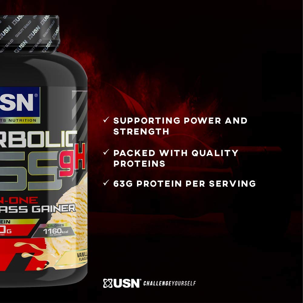 USN Hyperbolic Mass Strawberry 6kg: High Calorie Mass Gainer Protein Powder for Fast Muscle Mass USN uk supplements