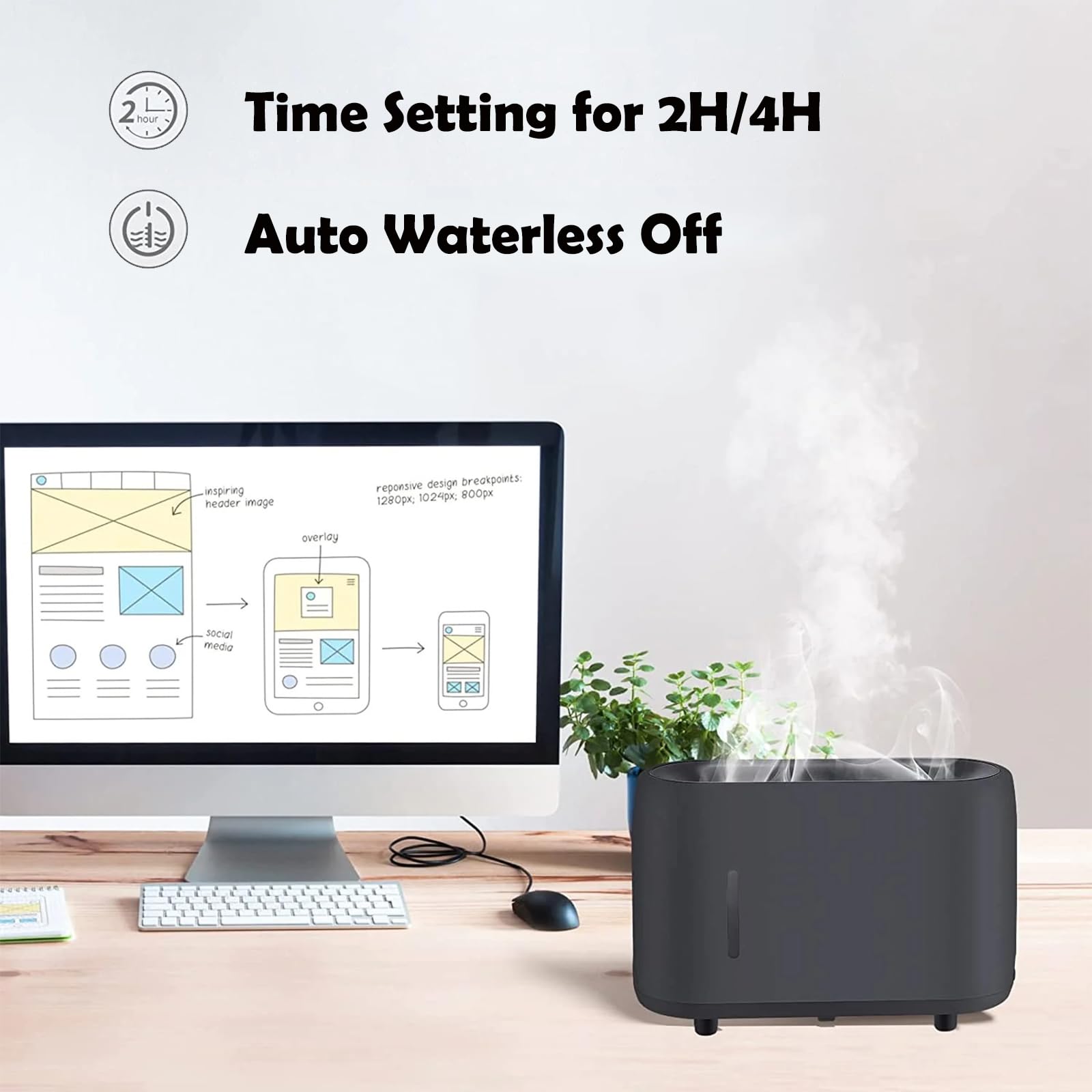 Flame Diffuser Humidifier 240ML for Essential Oils, Smart Timing with 7 Changeable Colors, Dual Mist AOSUMWITHU uk supplements