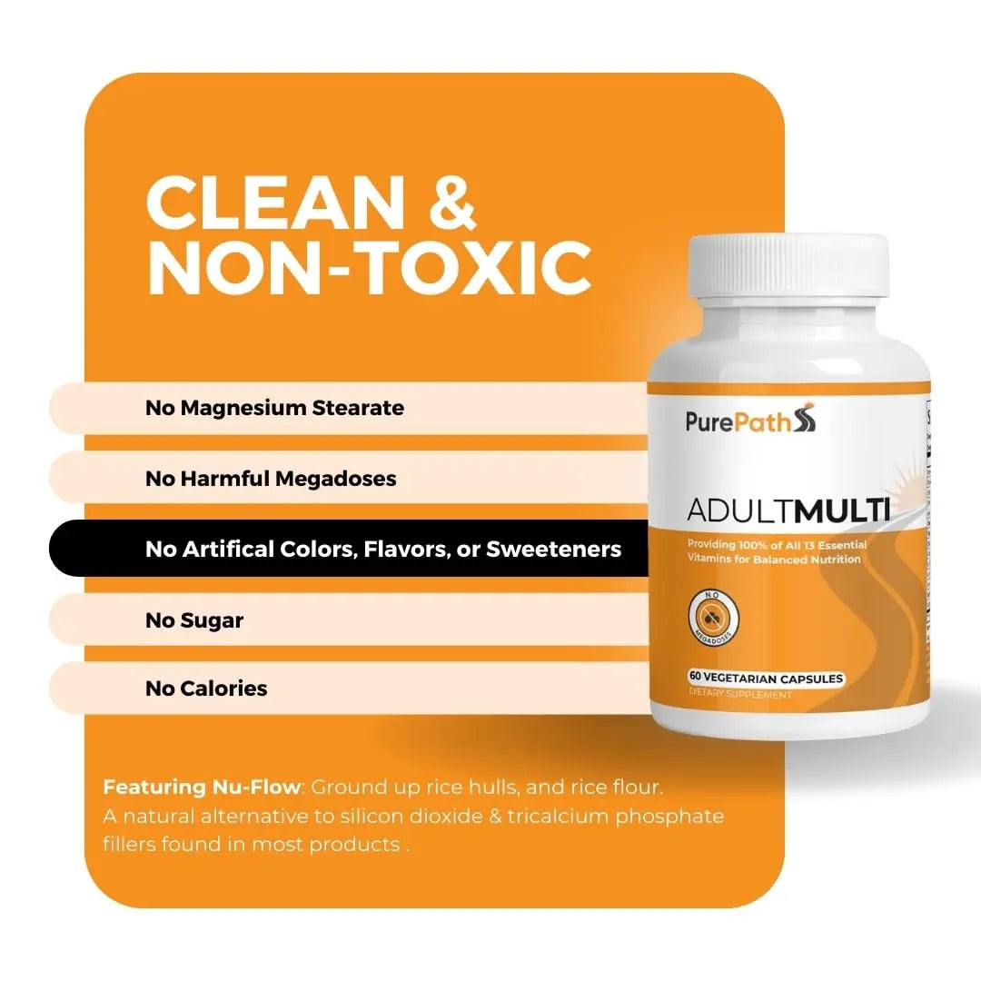 PurePath Non-Toxic Adult Multivitamin - 13 Vitamins - 100% RDA - No Harmful Megadoses - with B6 & B12 PurePath uk supplements