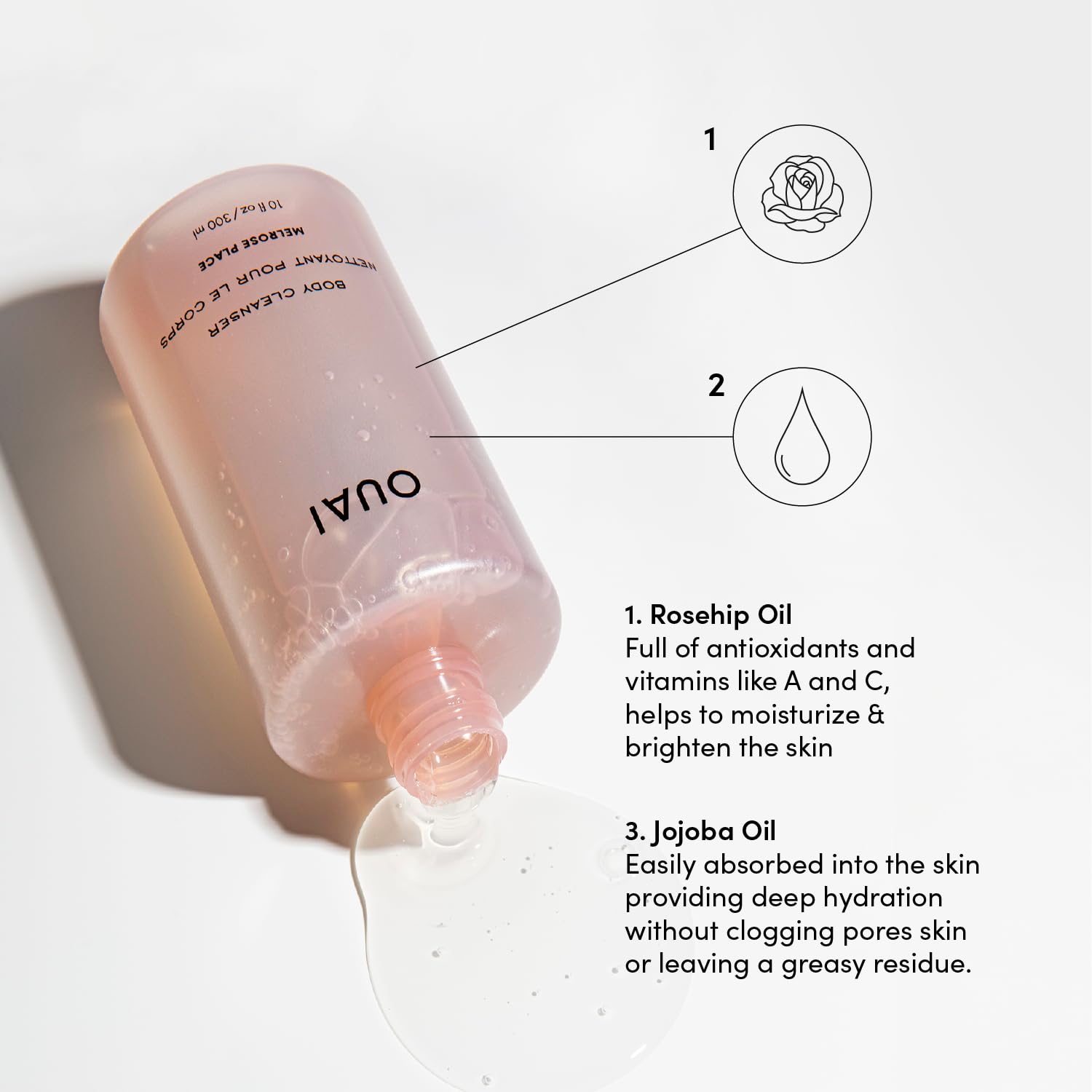 OUAI Body Cleanser, Melrose Place - Foaming Body Wash with Jojoba Oil and Rosehip Oil to Hydrate, Nurture, Balance and Soften Skin - Paraben, Phthalate and Sulfate Free Skin Care Products (10 Fl Oz) OUAI uk supplements