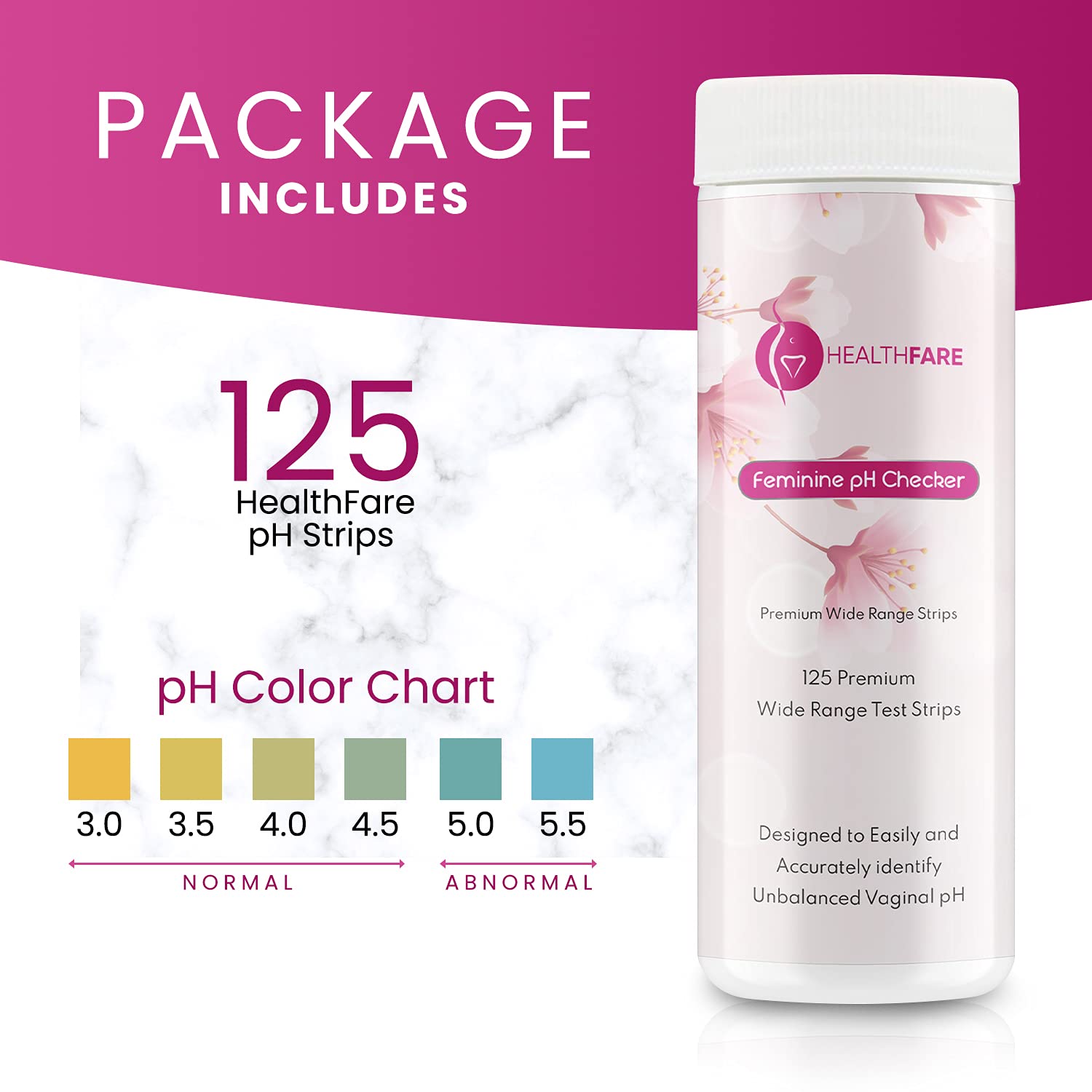 Healthfare Feminine pH Checker Test Strips to Monitor Intimate Health, Balance pH Level 3.0-5.5 Healthfare uk supplements