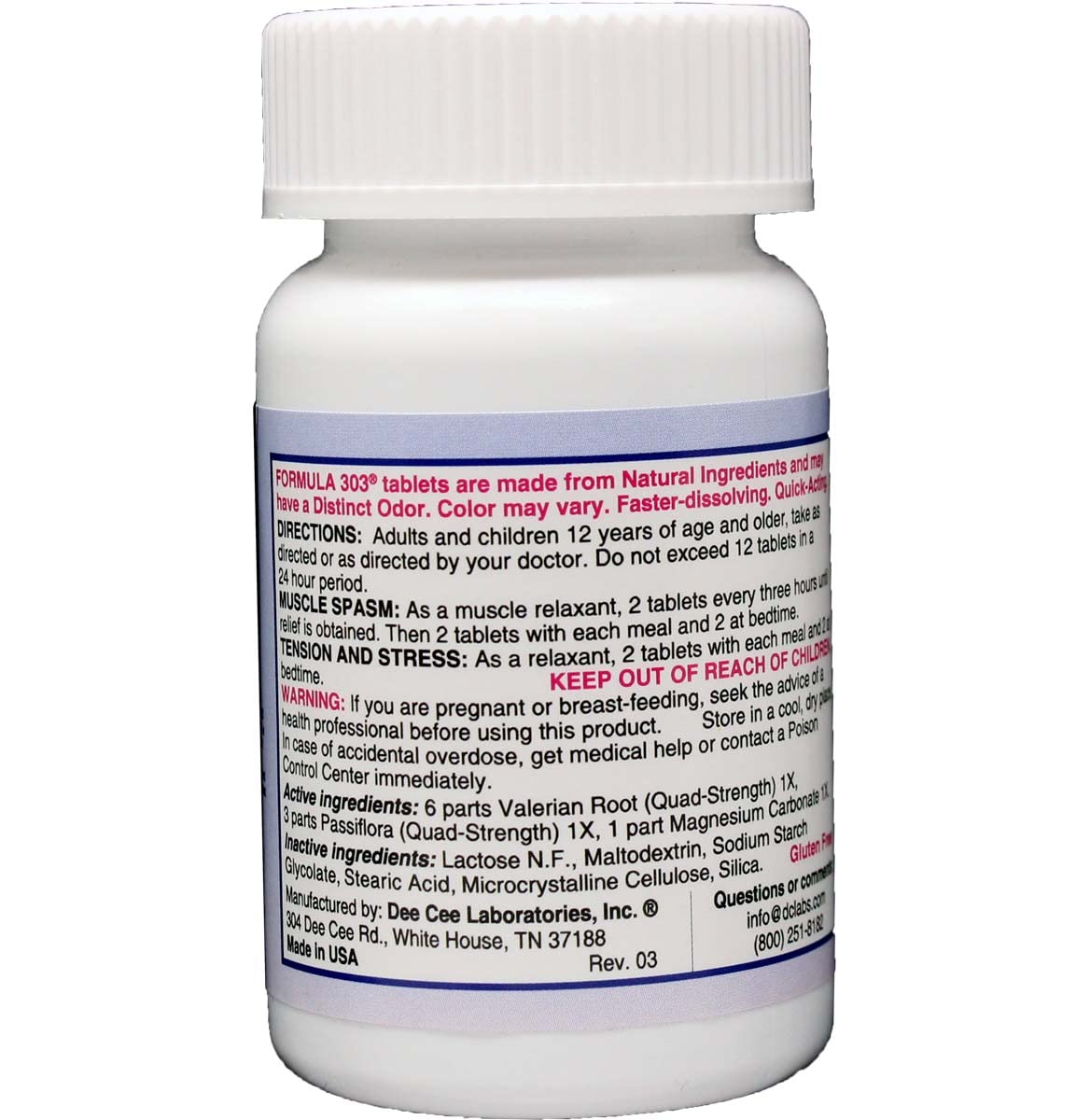 Dee CEE Labs Formula 303 Maximum Strength Tablets, 45 Tablets; All-Natural containing Dee Cee Laboratories uk supplements