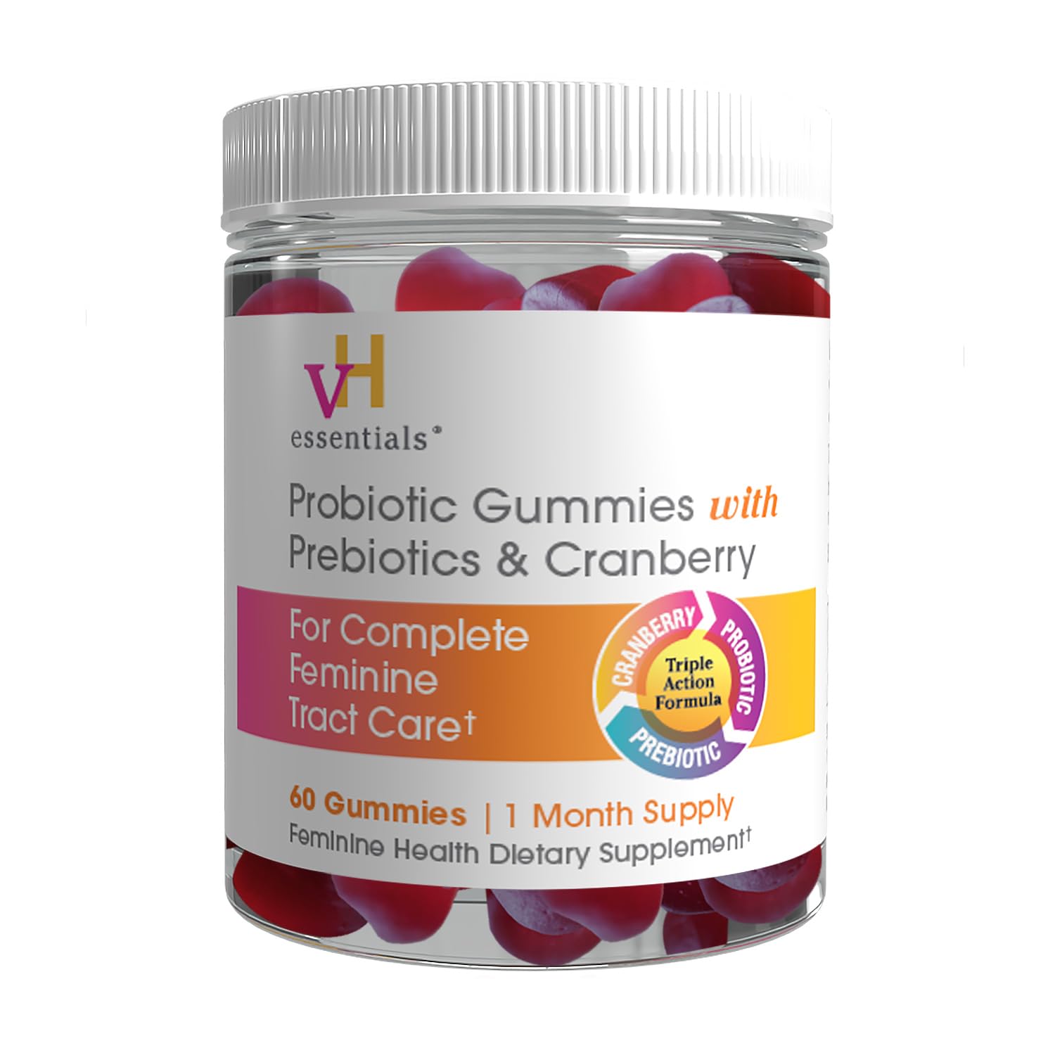 vH essentials Probiotic Gummies with Prebiotics & Cranberry, Concentrated Extract vH essentials uk supplements