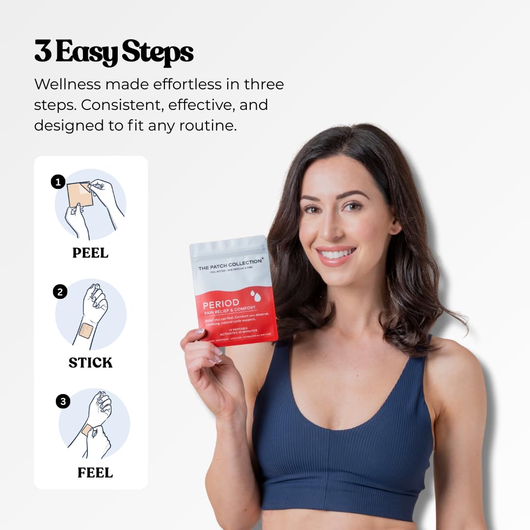 The Patch Collection® – Period Pain Relief Patch | Menthol, Turmeric, Valerian Root, Green Tea, Pomegranate Oil (Pack of 12) The Patch Collection uk supplements