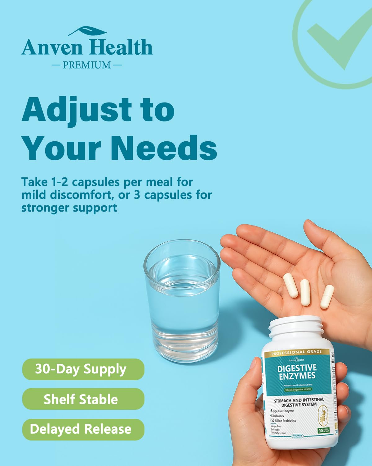 Anven Health 800mg Digestive Enzymes for Men and Women with Probiotics & Prebiotics, 8 Key Enzymes, Protease, Amylase & Lipase | 180 Capsules - A 60-Day Supply for Bloating & Gas Relief - Non-GMO Anven Health uk supplements