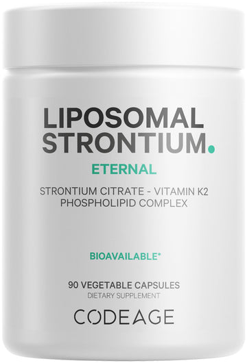 Codeage Liposomal Strontium Supplement - Strontium Citrate, Vitamin K2 MK-7, Liposomal Delivery, Non-GMO, Gluten-Free - 90 Capsules Codeage uk supplements