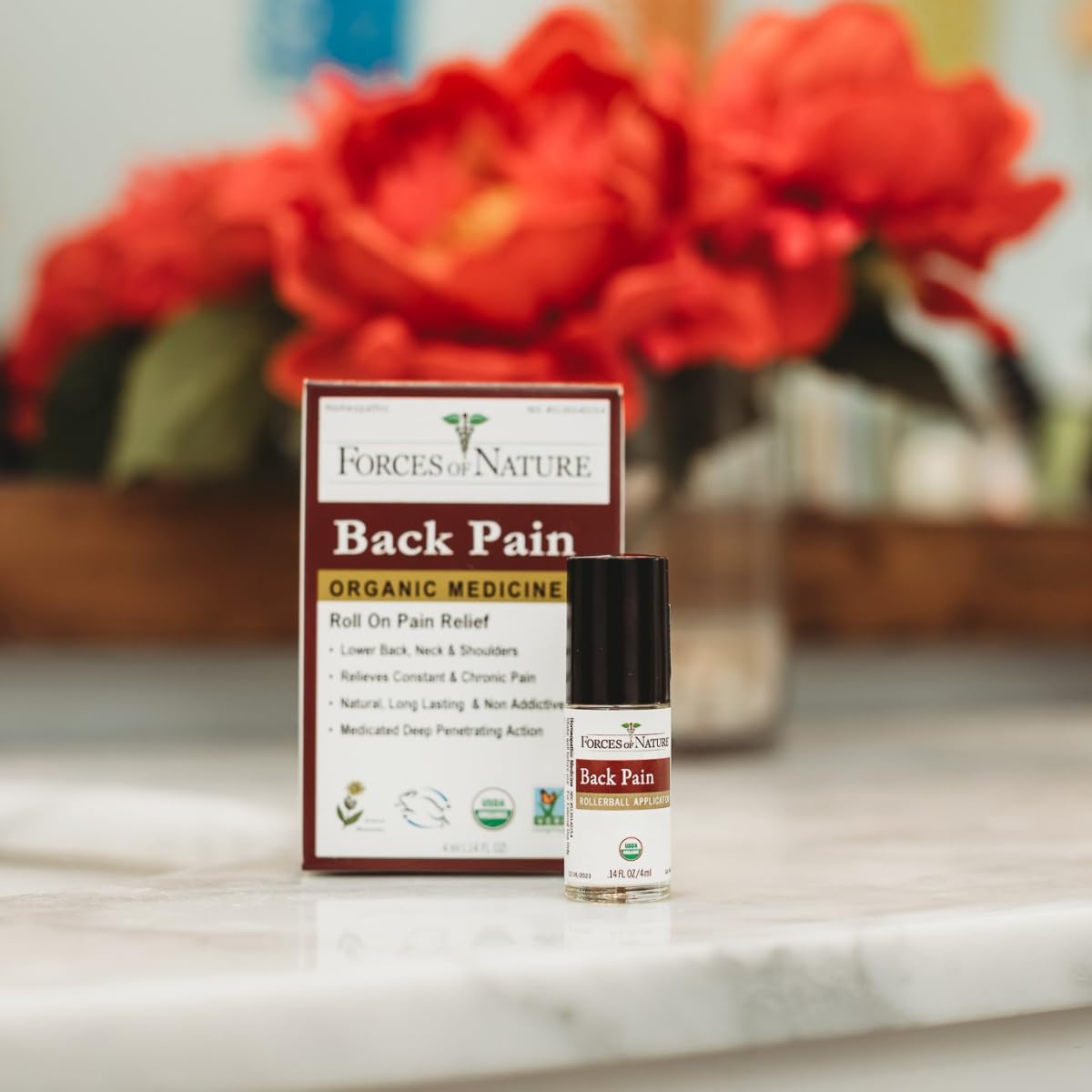 Forces of Nature Natural, Organic Back Pain Relief, w/Arnica & St John's Wort, Fast Acting Anti-Inflammatory Topical Muscle Soother for Lower Back, Sciatica, Neck, Non-GMO, Cruelty-Free, 0.14 Fl Oz Forces of Nature uk supplements
