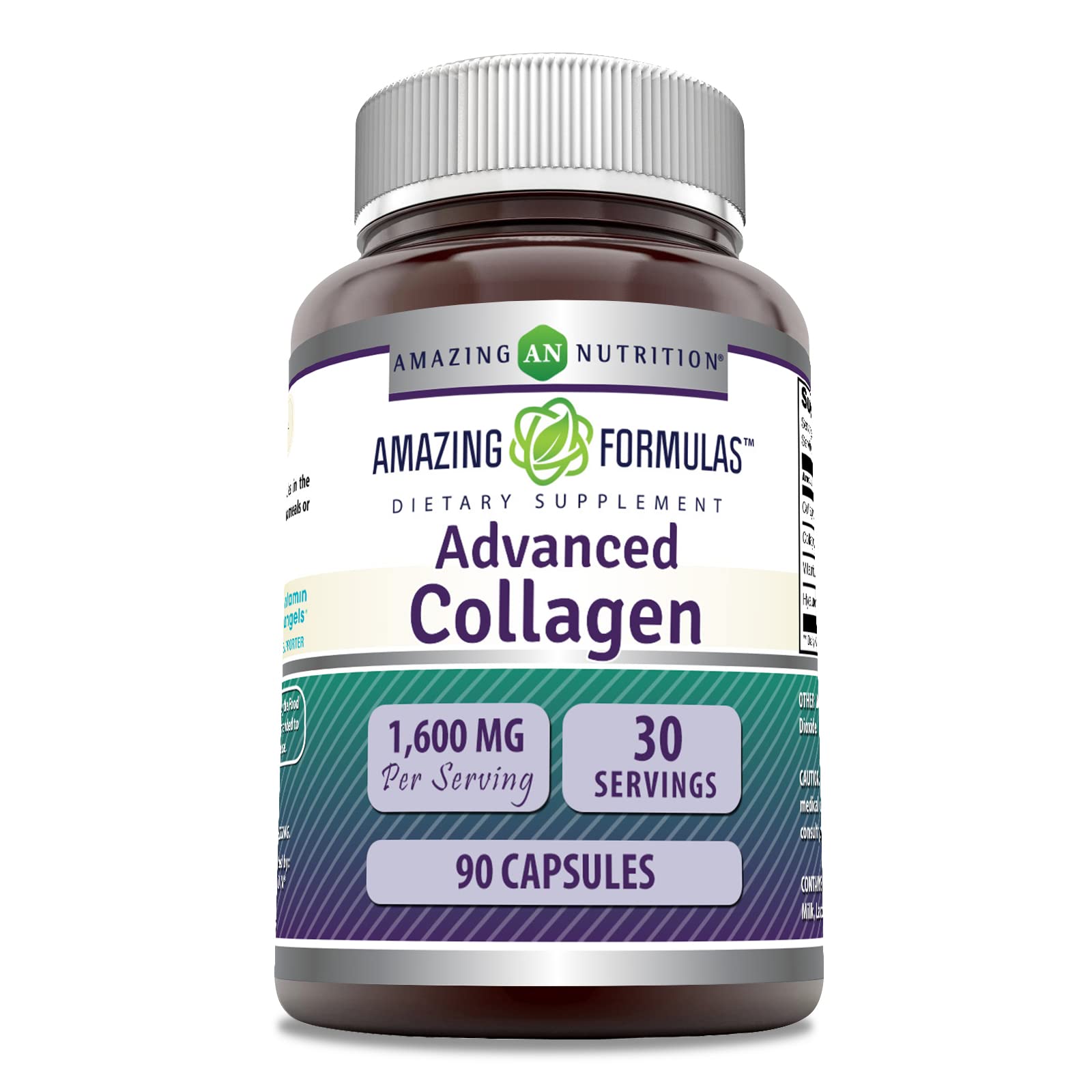 Amazing Formulas Advanced Collagen Supplement | Collagen Type I, II & III with Vitamin C & Hyaluronic | 1600 Mg Per Serving | 90 Capsules | Non-GMO | Gluten-Free | Made in USA Amazing Nutrition uk supplements