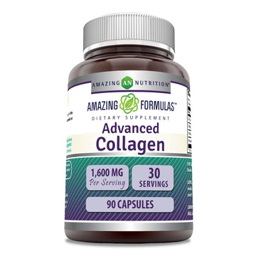 Amazing Formulas Advanced Collagen Supplement | Collagen Type I, II & III with Vitamin C & Hyaluronic | 1600 Mg Per Serving | 90 Capsules | Non-GMO | Gluten-Free | Made in USA Amazing Nutrition uk supplements