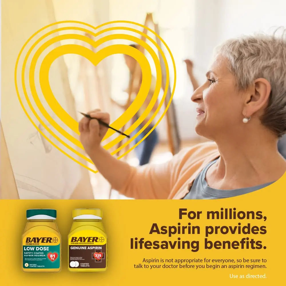 Bayer Aspirin Low Dose 81 mg, Enteric Coated Tablets, Doctor Recommended, Secondary Prevention of Cardiovascular Disease, 300 Safety Coated Tablets (Packaging may vary) Bayer uk supplements