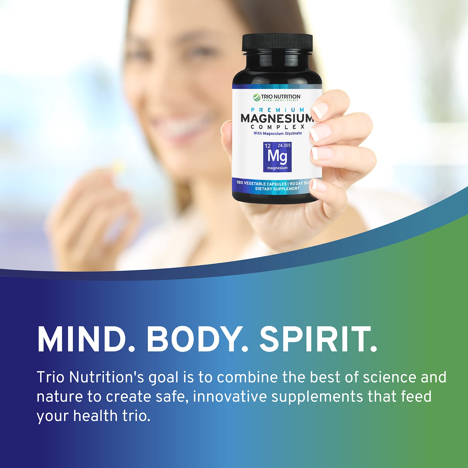 Trio Nutrition Magnesium Complex 90 Day Supply 420 mg | Natural Calm, Relax, Stress Relief, and Muscle Recovery |Magnesium Glycinate Supplement with Vitamin B6 for Rapid Absorption* TRIO NUTRITION uk supplements