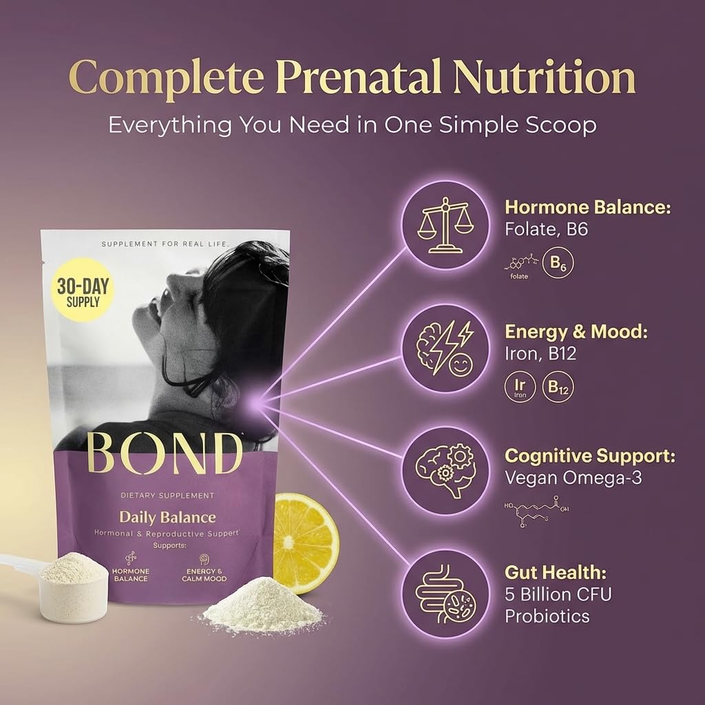 BOND Prenatal Vitamin Drink Mix for Women with Iron, Supports Hormone Balance, Folate & B12 for Energy & Calm Mood, Plant-Based Omega-3 for Cognitive Support, Magnesium, D3, B6, Non-GMO, 30-day Supply BOND uk supplements