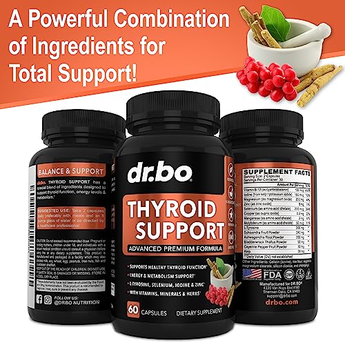Thyroid Support for Women & Men Supplement - Natural Metabolism, Mood & Energy Enhancer DR. BO uk supplements
