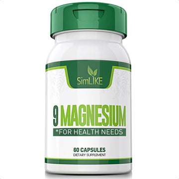 Magnesium Supplement with 9 Forms of High Absorption Magnesium Glycinate, L-threonate, Citrate, Malate and More for Muscle, Brain Support, Non-GMO, Gluten & Soy Free, 60 Capsules Simlike uk supplements