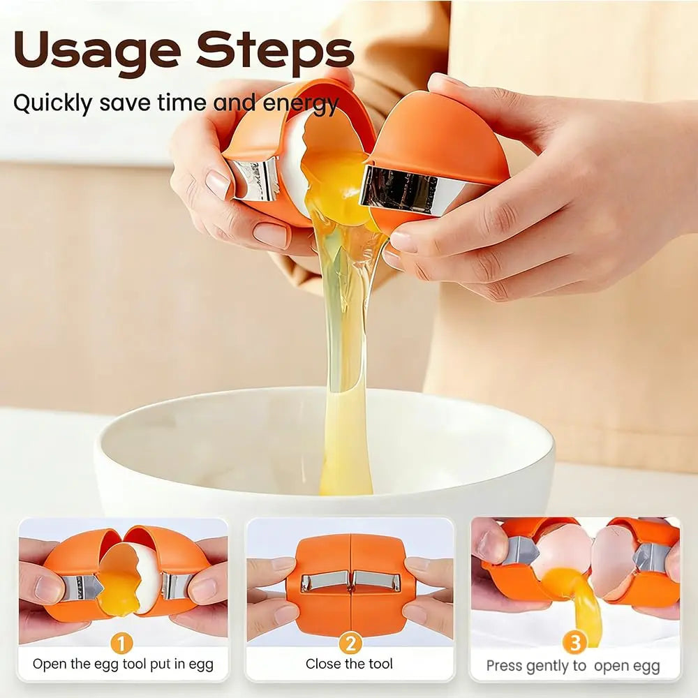 New Egg Shell Opener Egg Cracker Tool Stainless Steel, Multifunctional Egg Shell Opener for Raw Or Hard-Boiled Eggs, Kitchen Gadget for Cooking Baking (Yellow) CLRZOL uk supplements