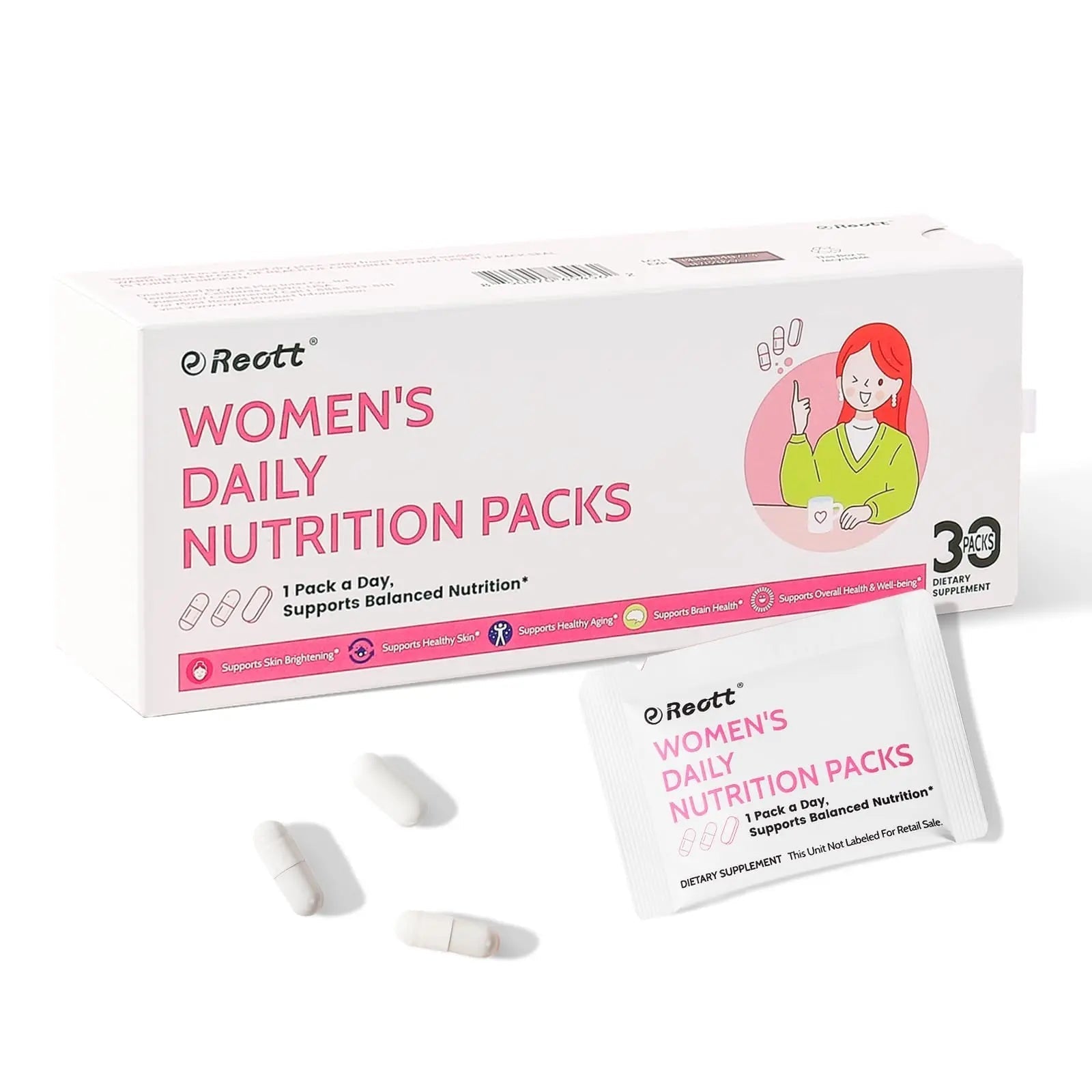 Women's Daily Vitamin Packs with Collagen Peptide, PQQ, 4-IN-1 Multivitamins For Women Health Supports Immune Health, Skin, Brain REOTT uk supplements