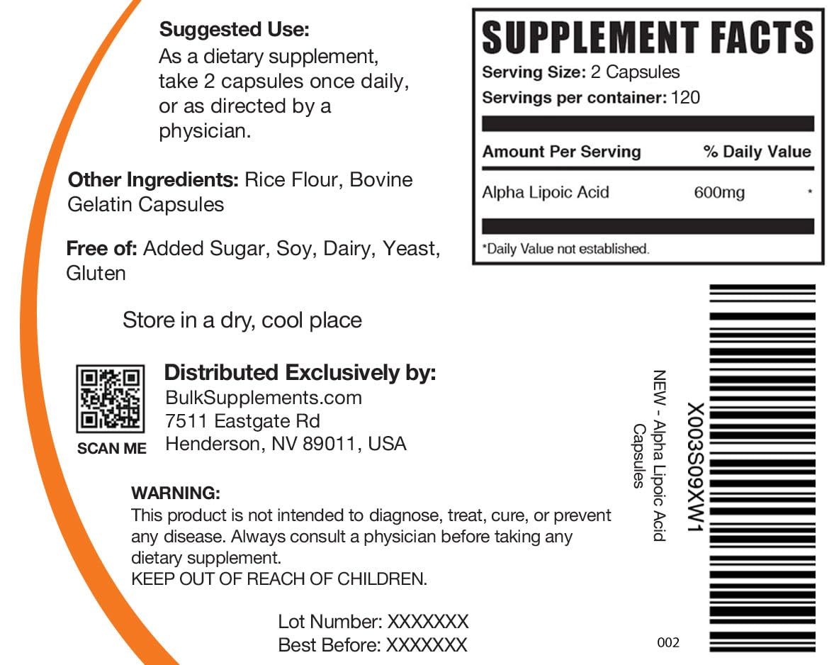 BULKSUPPLEMENTS.COM Alpha Lipoic Acid Capsules - ALA Supplement, Alpha Lipoic BULKSUPPLEMENTS.COM uk supplements