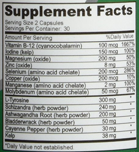 NusaPure Premium Thyroid Support Supplement (Non-GMO) 120 caps for with Ashwaganda NusaPure uk supplements
