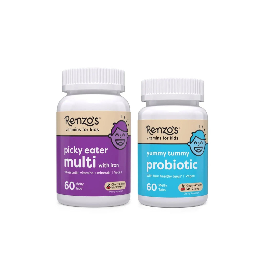 Renzo's Vitamins Happy Tummies Bundle, Probiotics for Kids and Picky Eater Kids Multivitamin Renzo's uk supplements