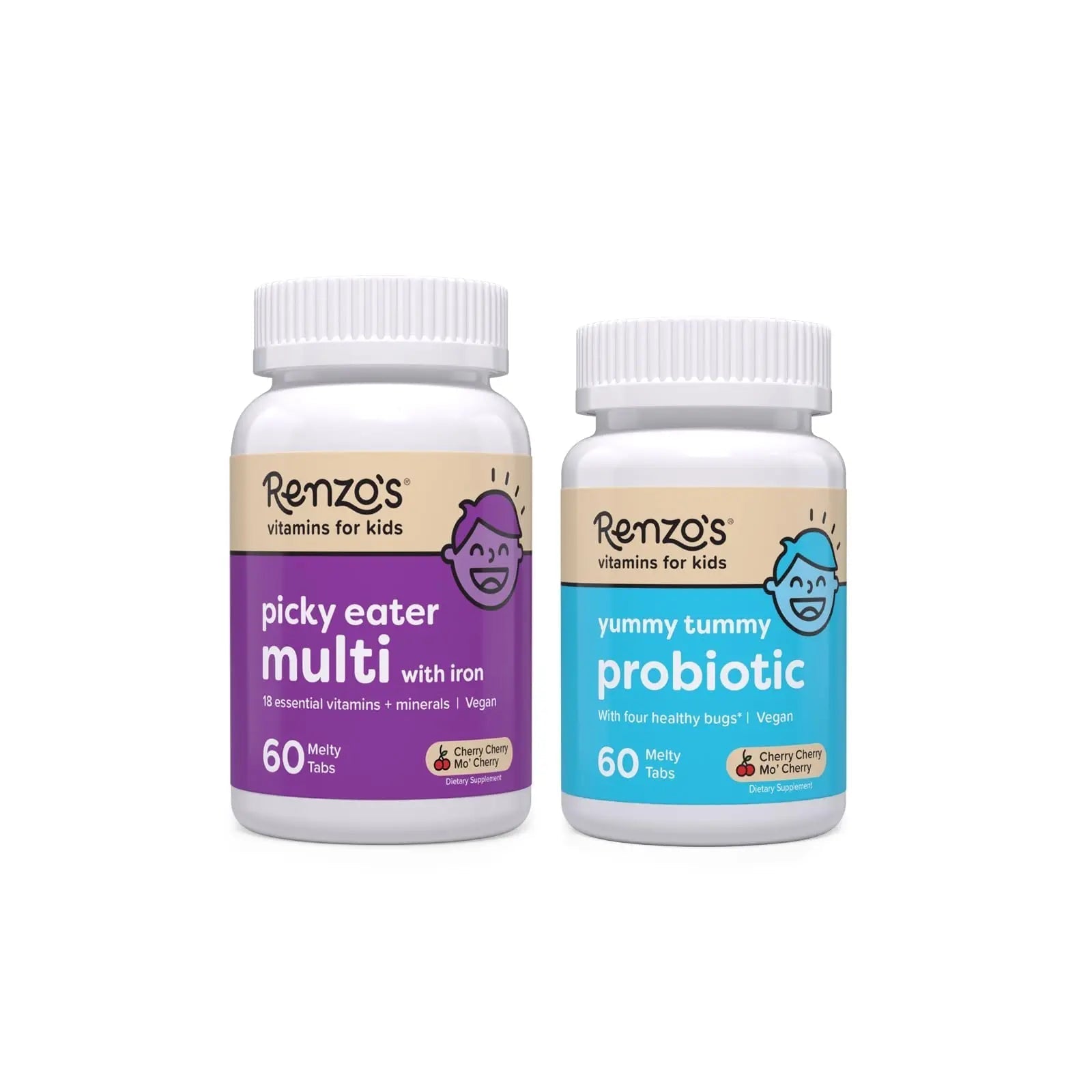 Renzo's Vitamins Happy Tummies Bundle, Probiotics for Kids and Picky Eater Kids Multivitamin Renzo's uk supplements