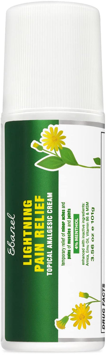 Ebanel Pain Relief Roll On for Arthritis, Foot, Back, Joint, Neck, Strains & Sprains with Menthol, Camphor, Arnica, Emu Oil, MSM, Boswellia, Targeted Muscle Pain Relief Roll On Ebanel uk supplements