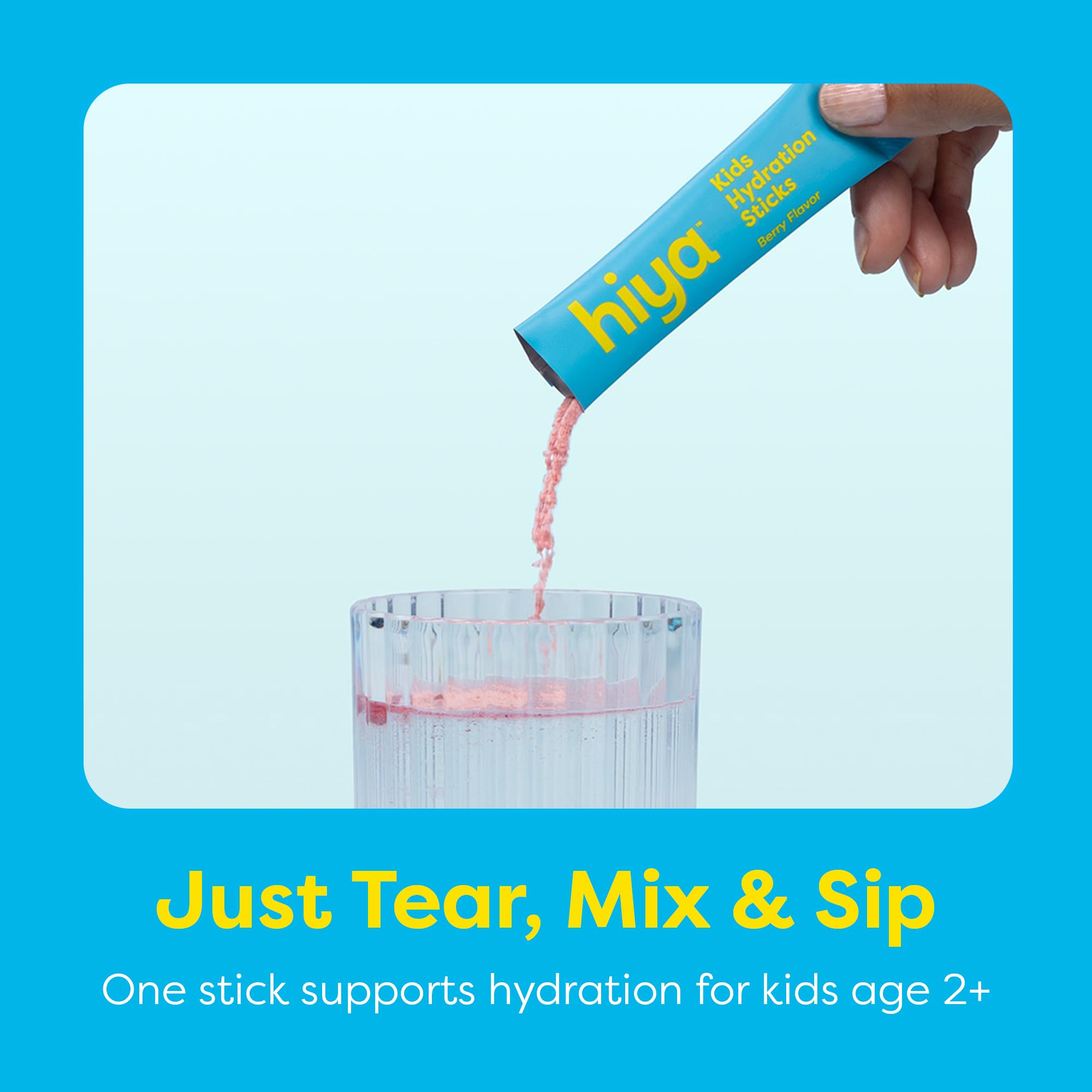Hiya Kids Hydration with Electrolytes - Zero Added Sugar Berry Flavored Kids Hydration Packets - 15 Sticks - Travel-Friendly Drink Mix for Children Ages 2+ HIYA uk supplements