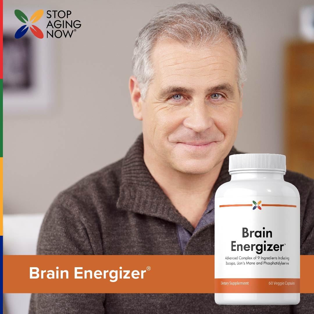 Stop Aging Now - Brain Supplement Complex - with Ginkgo Biloba, Lion's Mane, Bacopa, and DMAE - 60 Vegetarian Capsules - Advanced Blend Stop Aging Now uk supplements