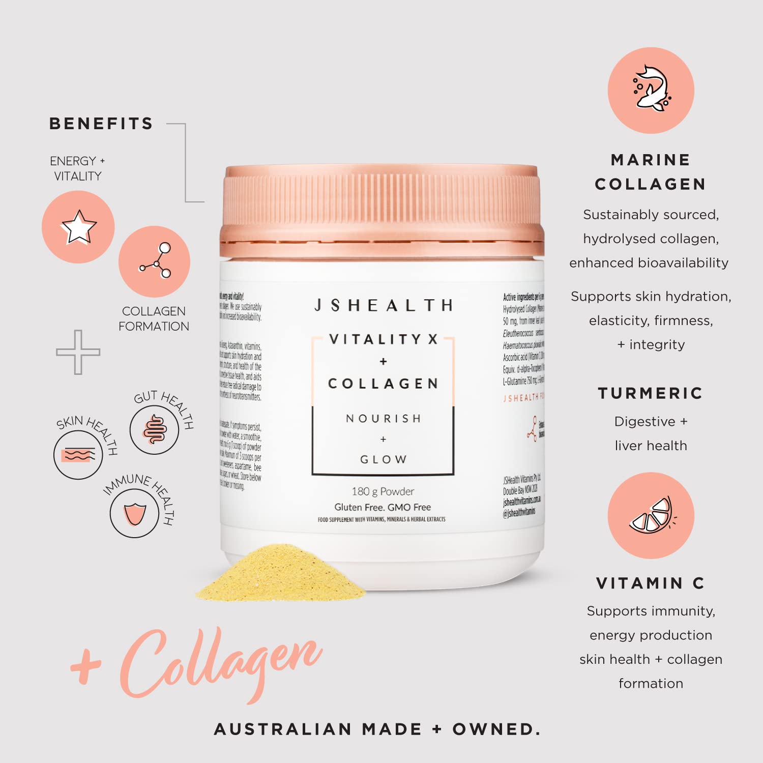 JSHealth Vitamins Vitality X + Collagen - Beauty Powder Supplement with Vitamins C & E JSHealth uk supplements