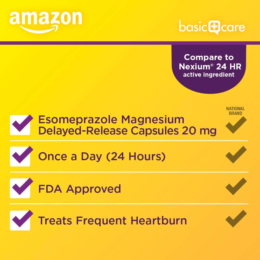 Amazon Basic Care Esomeprazole Magnesium Delayed Release Capsules, 20 mg, Acid Reducer, 42 Count Amazon Basic Care uk supplements