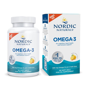 Nordic Naturals Omega-3, Lemon Flavor - 90 Soft Gels - 690 mg Omega-3 - Fish Oil - EPA & DHA - Immune Support, Brain & Heart Health, Optimal Wellness - Non-GMO - 45 Servings Nordic Naturals uk supplements