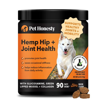 Hemp Hip & Joint Supplement for Dogs - Hemp Oil & Powder - Glucosamine Chondroitin for Dogs, Turmeric, MSM, Green-Lipped Mussel, Supports Mobility, May Reduce Discomfort (Bacon) Pet Honesty uk supplements