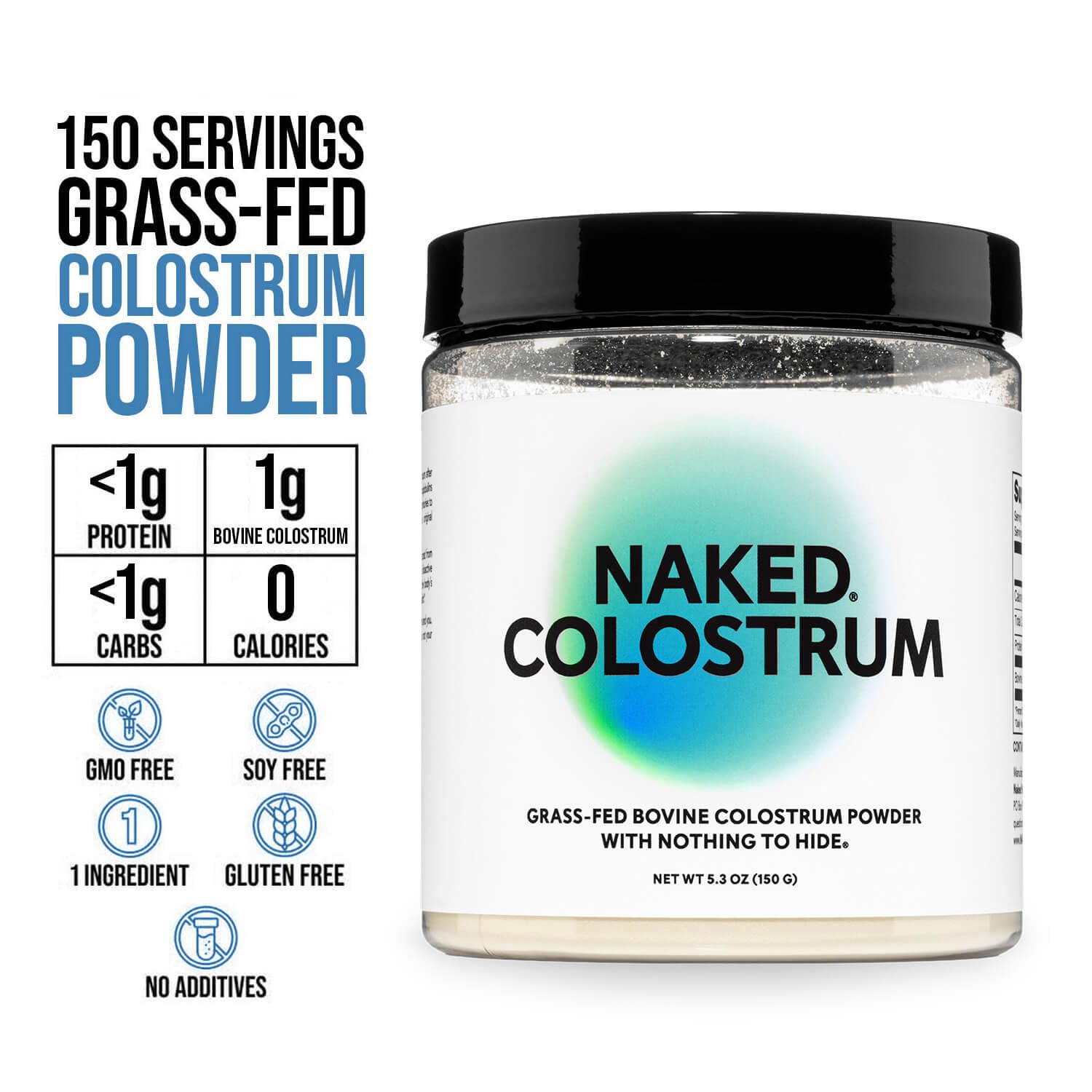 NAKED Colostrum Powder – 100% Grass-Fed Bovine Colostrum Supplement from US Farms | Tested at 20%+ IgG | Gut Health, Immunity, Recovery & Skin Support - 150 Servings NAKED uk supplements